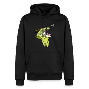 iguane et mouche - Sweat à capuche Premium bio Homme - noir - Devant - Nico (187cm)