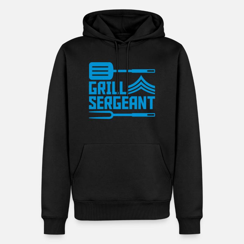 Grill Sergeant Pfannenwender Grillgabel - Männer Premium Bio Hoodie - Schwarz