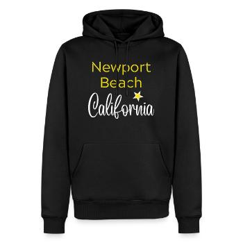 Newport Beach California - Sweat à capuche Premium bio Homme - noir - Devant - Nico (187cm)