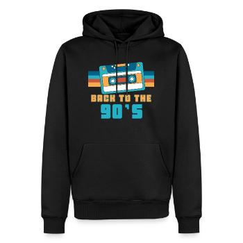 Cassette Retour à la fête des années 90 Gift 90s - Sweat à capuche Premium bio Homme - noir - Devant - Nico (187cm)