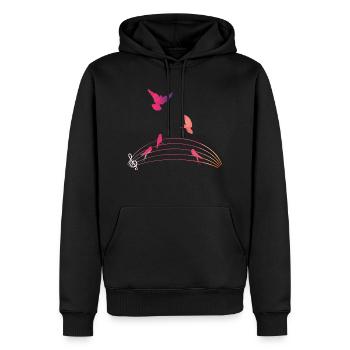 Colorful Birds Musical Notes - Men’s Premium Organic Hoodie - black - Front - Nico (187cm)