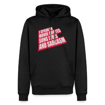 speak lyrics and sarcasm - Männer Premium Bio Hoodie - Schwarz - Vorne - Nico (187cm)
