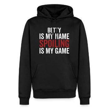 Betty est mon nom Spoiling est mon jeu - Sweat à capuche Premium bio Homme - noir - Devant - Nico (187cm)