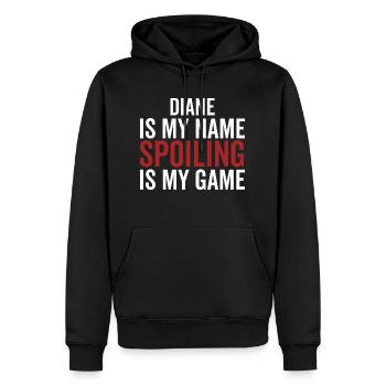 Diane est mon nom Spoiling est mon jeu - Sweat à capuche Premium bio Homme - noir - Devant - Nico (187cm)