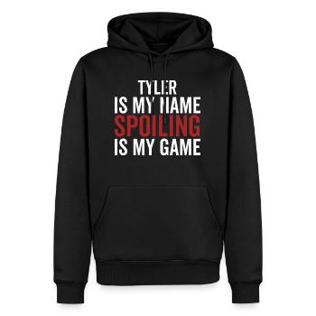 Tyler est mon nom Spoiling est mon jeu - Sweat à capuche Premium bio Homme - noir - Devant - Nico (187cm)