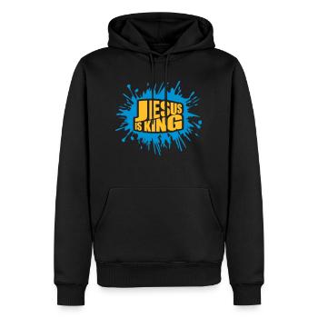 Citation de Jésus est roi - Sweat à capuche Premium bio Homme - noir - Devant - Nico (187cm)