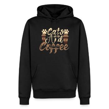 Funny Quote Vintage Azuco Coffee Cat - Men’s Premium Organic Hoodie - black - Front - Nico (187cm)