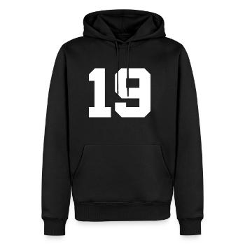 Anzahl 19 - Männer Premium Bio Hoodie - Schwarz - Vorne - Nico (187cm)