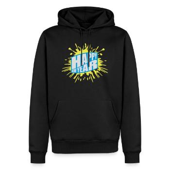 Citation Bonne année - Sweat à capuche Premium bio Homme - noir - Devant - Nico (187cm)