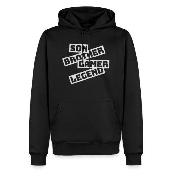 son brother gamer legend - Männer Premium Bio Hoodie - Schwarz - Vorne - Nico (187cm)