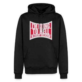 En allant en enfer - Sweat à capuche Premium bio Homme - noir - Devant - Nico (187cm)