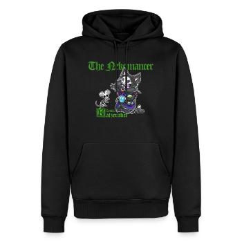 Niedliche Katze Nekromant schwarze Magie und Skelett - Männer Premium Bio Hoodie - Schwarz - Vorne - Nico (187cm)