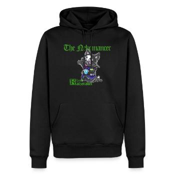 Niedliche Katze Nekromant schwarzer Zauberspruch - Männer Premium Bio Hoodie - Schwarz - Vorne - Nico (187cm)