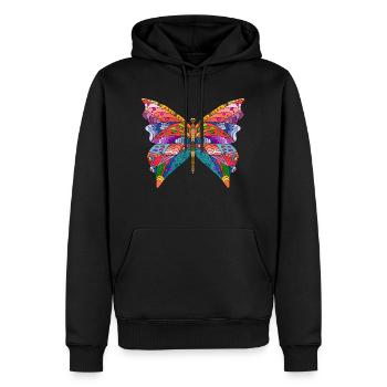 Bunter Schmetterling - Männer Premium Bio Hoodie - Schwarz - Vorne - Nico (187cm)