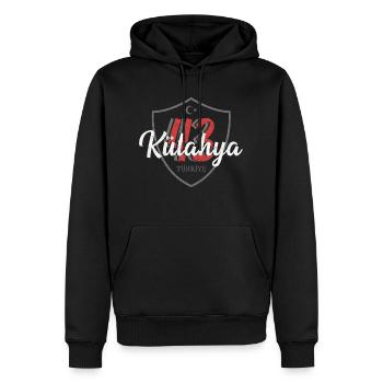 Kütahya - Männer Premium Bio Hoodie - Schwarz - Vorne - Nico (187cm)