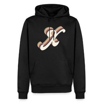 Buchstabe K - Männer Premium Bio Hoodie - Schwarz - Vorne - Nico (187cm)