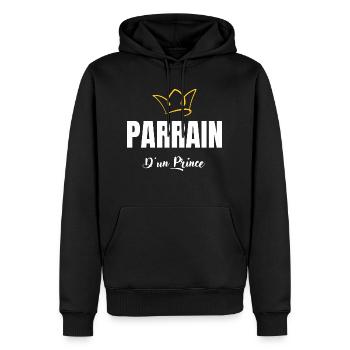parrain d'un prince - Sweat à capuche Premium bio Homme - noir - Devant - Nico (187cm)
