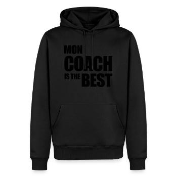 mon coach is the best mindset cadeau - Sweat à capuche Premium bio Homme - noir - Devant - Nico (187cm)