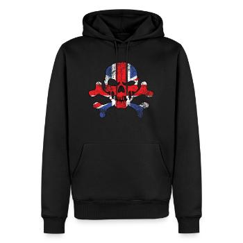 Vintage Britischer Totenkopf - Männer Premium Bio Hoodie - Schwarz - Vorne - Nico (187cm)