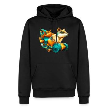 3D Hörnchen mit Rädern Pixelart im Polygon Look - Männer Premium Bio Hoodie - Schwarz - Vorne - Nico (187cm)