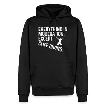 Everything In Moderation Except Cliff Diving Tombs - Men’s Premium Organic Hoodie - black - Front - Nico (187cm)
