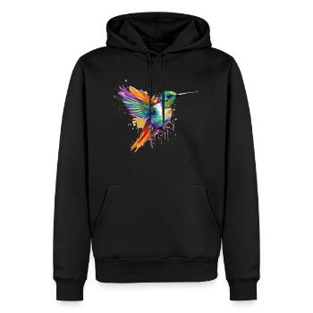 Ozi the hummingbird - Men’s Premium Organic Hoodie - black - Front - Nico (187cm)