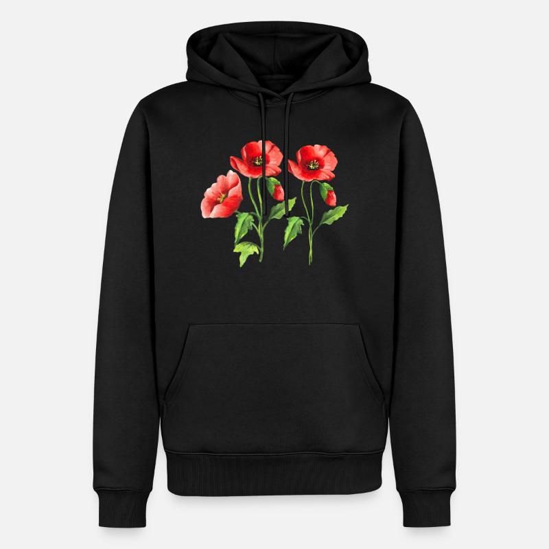 Blumen - Männer Premium Bio Hoodie - Schwarz