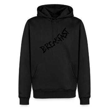 Breakfast Frühstück Schrift Logo - Männer Premium Bio Hoodie - Schwarz - Vorne - Nico (187cm)
