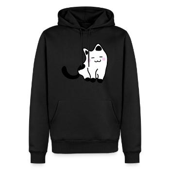 Chaton blanc - Sweat à capuche Premium bio Homme - noir - Devant - Nico (187cm)