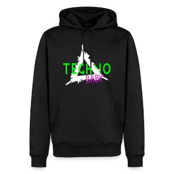 Techno baby 3 - Men’s Premium Organic Hoodie - black - Front - Nico (187cm)