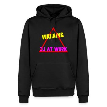 Warnung dj bei der arbeit - Männer Premium Bio Hoodie - Schwarz - Vorne - Nico (187cm)