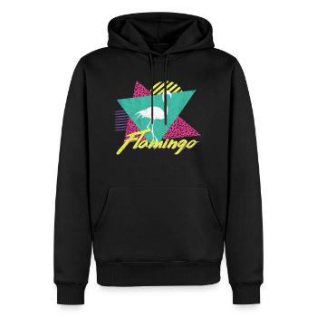 80s 90s Vintage Retro Flamingo T Shirt - Sweat à capuche Premium bio Homme - noir - Devant - Nico (187cm)