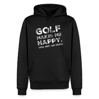 Golf makes me happy. You, not so much. - Men’s Premium Organic Hoodie - black - Front - Nico (187cm)