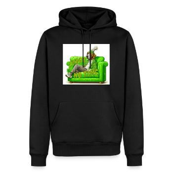 Hund auf Couch- sorry no time- lustiges Design - Männer Premium Bio Hoodie - Schwarz - Vorne - Nico (187cm)