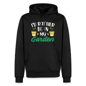 I would rather be in my garden, gardening flowers - Men’s Premium Organic Hoodie - black - Front - Nico (187cm)