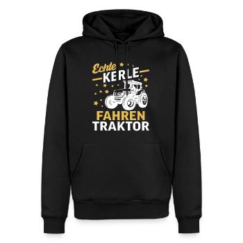 echte kerle fahren traktor geschenk landwirt bauer - Männer Premium Bio Hoodie - Schwarz - Vorne - Nico (187cm)