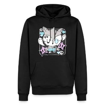 Wolfgang the zombie werewolf in kawaii style - Men’s Premium Organic Hoodie - black - Front - Nico (187cm)