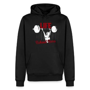 La vie derrière les barreaux Entraînement Entraînement Haltérophilie - Sweat à capuche Premium bio Homme - noir - Devant - Nico (187cm)