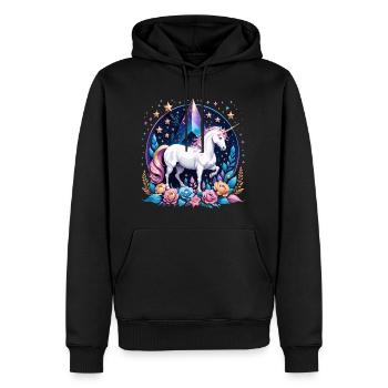 Licorne - Sweat à capuche Premium bio Homme - noir - Devant - Nico (187cm)