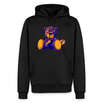 Creepy Teddy Yellow - Männer Premium Bio Hoodie - Schwarz - Vorne - Nico (187cm)