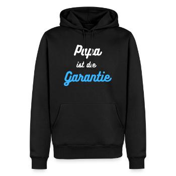 Papa ist die Garantie - Bukhari-wht-blu - Männer Premium Bio Hoodie - Schwarz - Vorne - Nico (187cm)