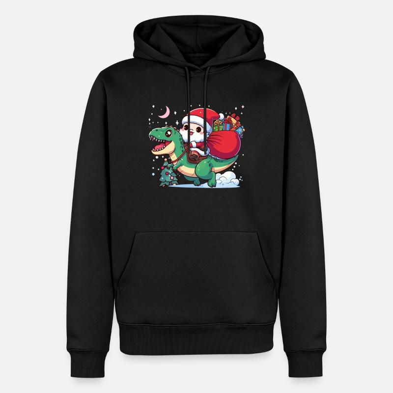 Père Noël et T rex - Sweat à capuche Premium bio Homme - noir