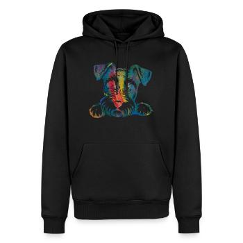 Chien chiot chien mignon Corgi aquarelle Art Cartoon Wof - Sweat à capuche Premium bio Homme - noir - Devant - Nico (187cm)