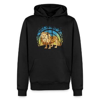 Lion - Sweat à capuche Premium bio Homme - noir - Devant - Nico (187cm)