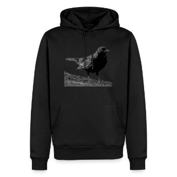 Amsel, A730357 - Männer Premium Bio Hoodie - Schwarz - Vorne - Nico (187cm)
