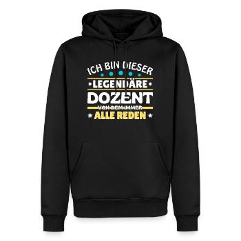Je suis ce conférencier légendaire - Sweat à capuche Premium bio Homme - noir - Devant - Nico (187cm)