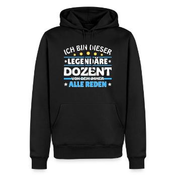 Je suis ce conférencier légendaire - Sweat à capuche Premium bio Homme - noir - Devant - Nico (187cm)