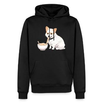 Corgi isst Ramen #1 - Männer Premium Bio Hoodie - Schwarz - Vorne - Nico (187cm)