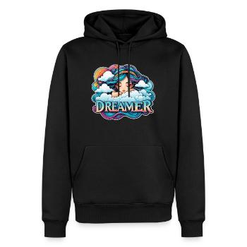 rêver - rêveur - rêveuse - rêve - rêverie - Sweat à capuche Premium bio Homme - noir - Devant - Nico (187cm)