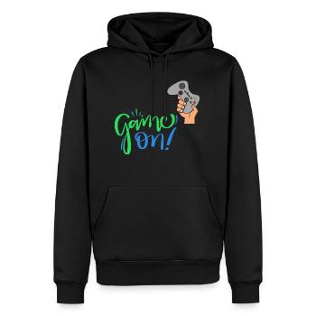 Game On - Ich bin ein Gamer! - Männer Premium Bio Hoodie - Schwarz - Vorne - Nico (187cm)